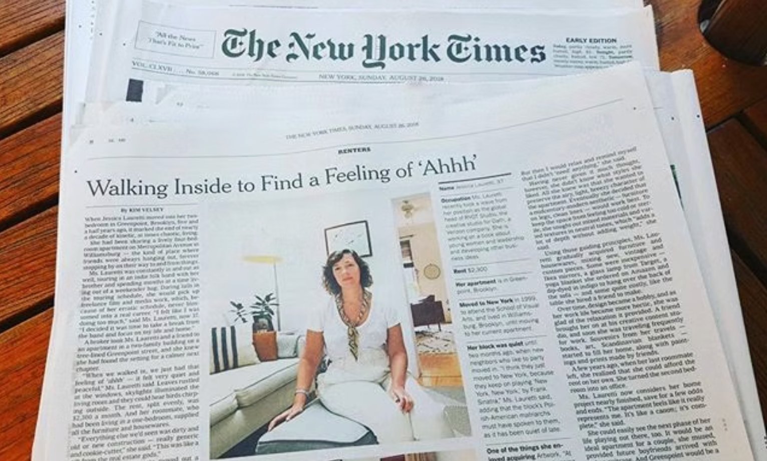 New York Times Sunday print edition feature